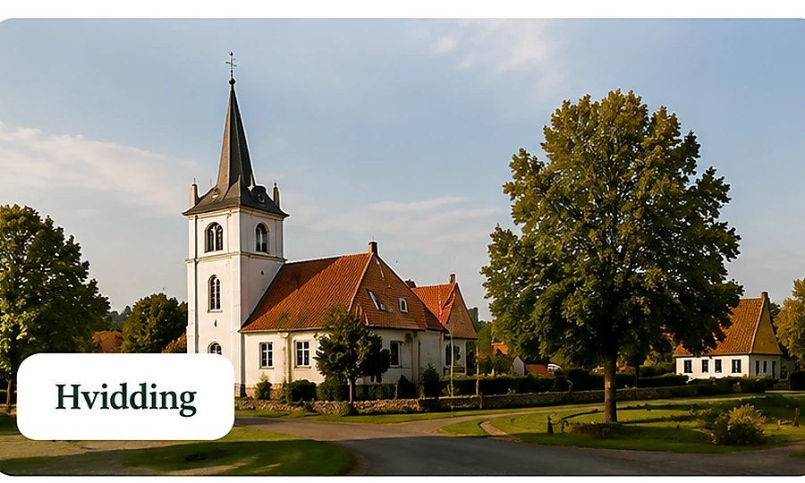 Hvidding med kirke og landsbymiljø